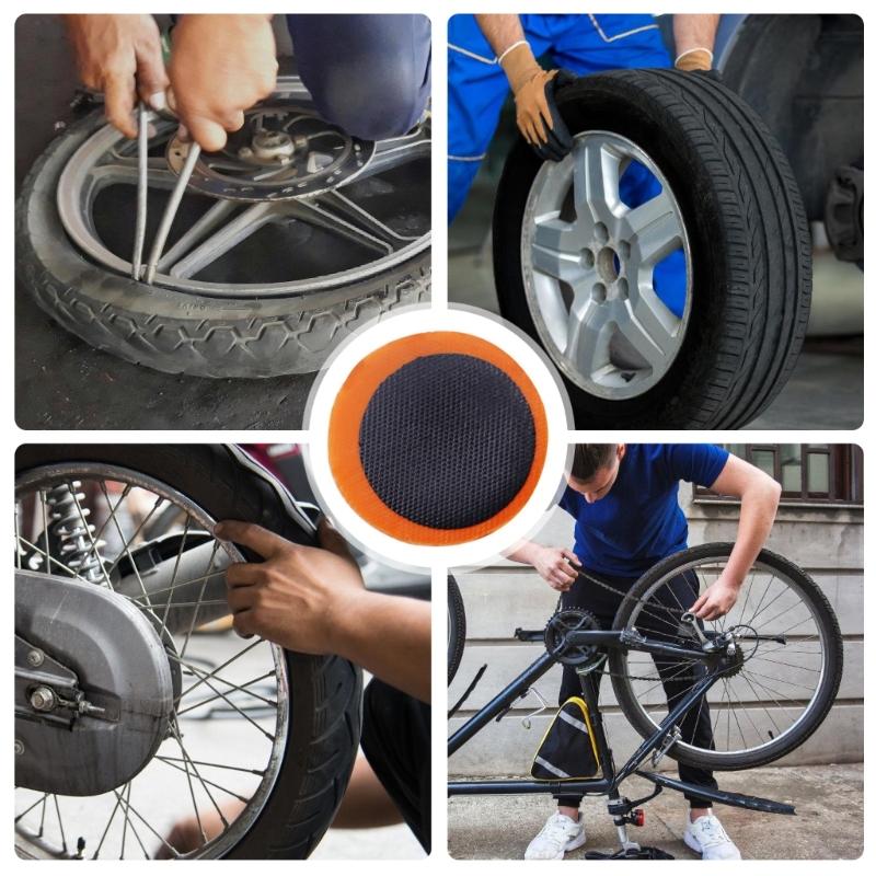 48pcs Bike & Motorcycle Tire Repair set Portable & Easy To Use Cold Patches Tool Efficient Tire Repair Patches for Bikes