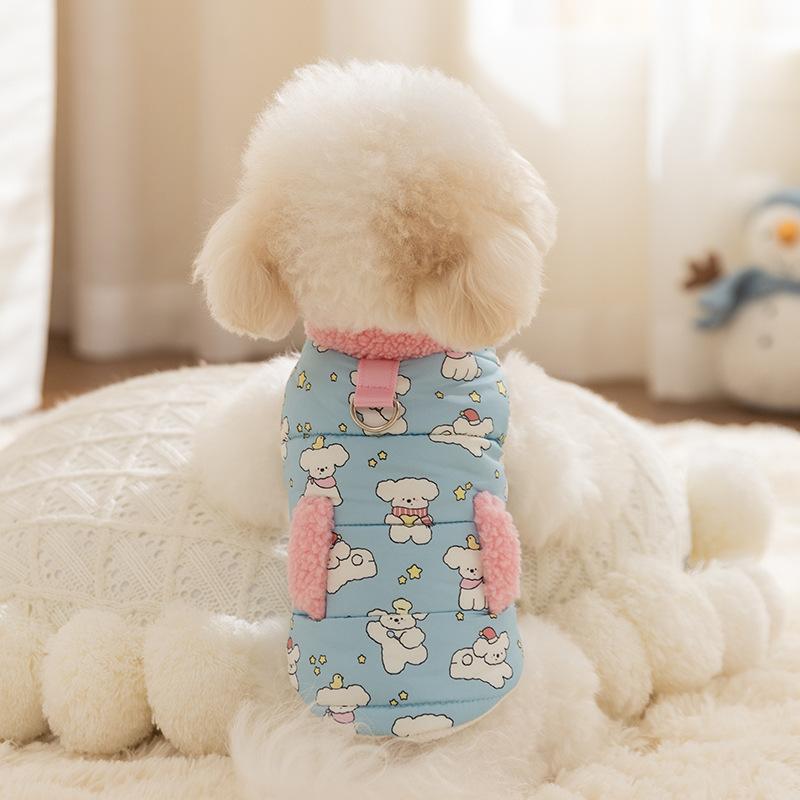 Pet dog full print puppy two feet turtleneck cotton coat dog clothes fur clothes
