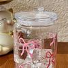Wasserbecher Niedliche Schleifendrucke Mason Jar Geformte Wasserflasche