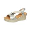 Women's Wide Width Peep-Toe Sandals, Metal Buckle Platform Wedge Heels, Roman Style Summer Shoes for Women