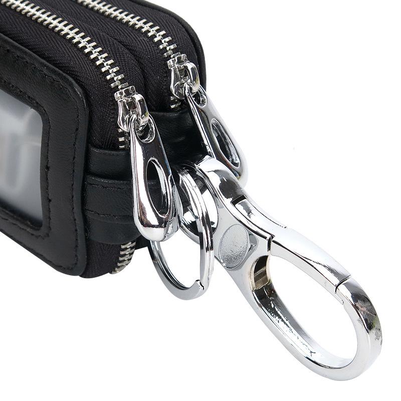 Wholesale Sheepskin Woven High-quality Key Bag Waist Hanging Double-layer Zipper, Large-capacity Car Key Bag Factory