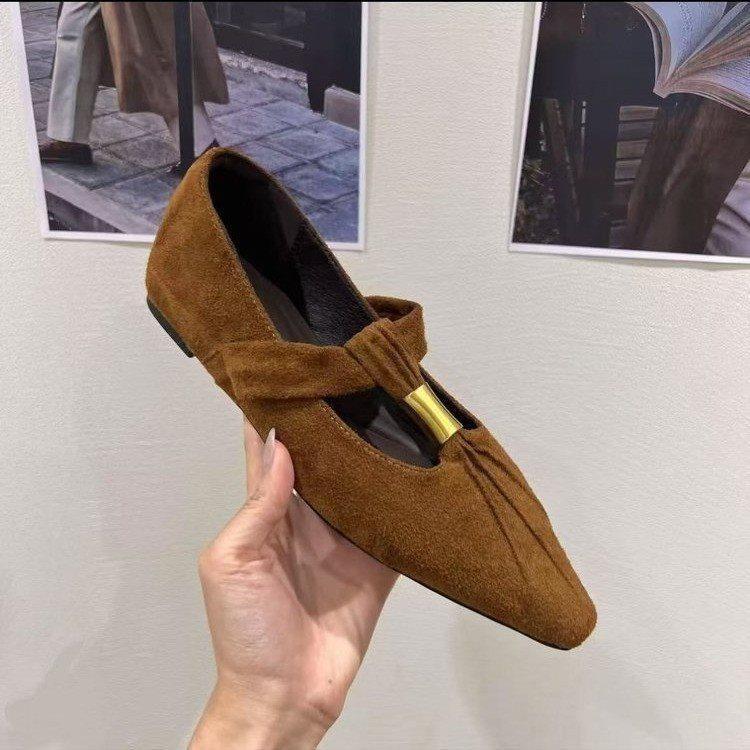 Shallow mouth women's flat-soled single shoes French spring and autumn belt inner increase 2025 retro Mary Jane shoes new one-word ballet shoes