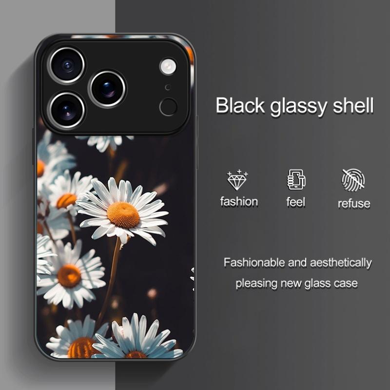 Daisy Flower Close-Up HD Glass Phone Case Suitable for iPhone 17 17Pro 17Pro Max 17Air 16 Plus 16 Pro 16 Pro Max