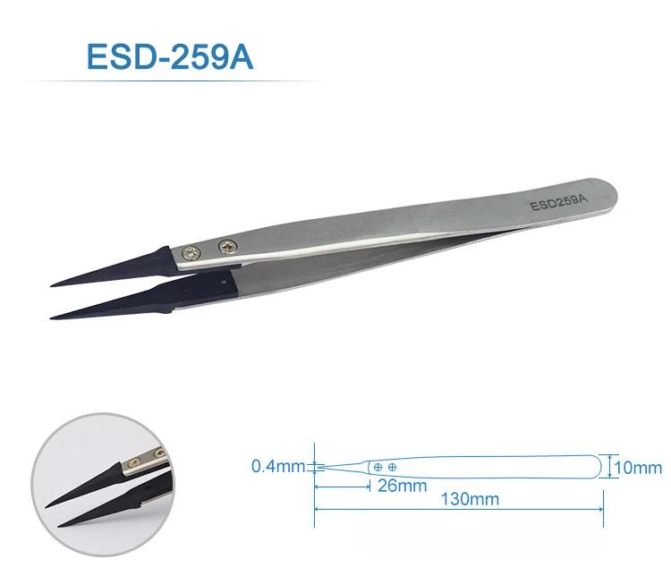 

Watch Hands Installation Work Tweezers Straight Elbow Handle Stainless Antistatic Plastic Tweezers ESD-259 ESD-259A ESD-7A