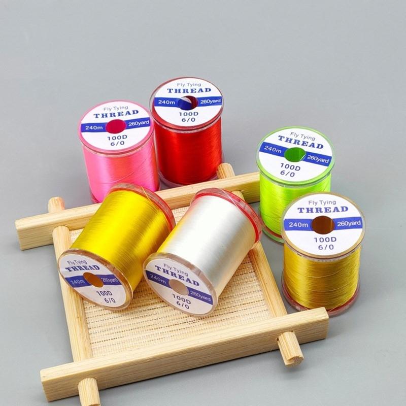 240M Fly Tying Thread Set 6 Bright Color High Strength Fly Tying Thread Fly Tying Wire for Saltwater and Freshwater
