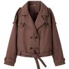 European & American Women's Double-Breasted Lapel Wool Coat - Casual, Loose, Fashionable.
