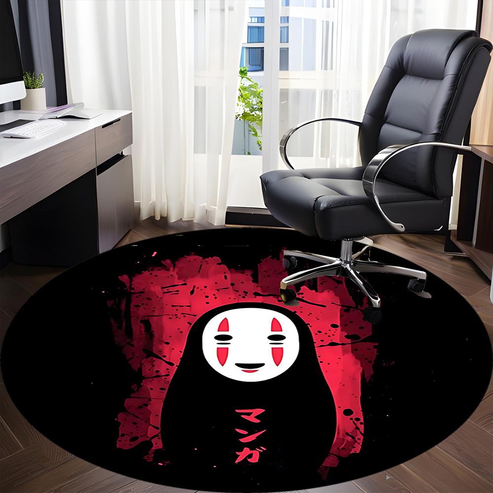 1pc Spirited Away No-Face Office Round Area Rug, Indoor Mat Suitable For Office,Bedroom Living Room Home Decor, Room Deco a0926101