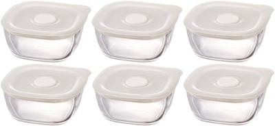 HARIO - Recipiente hermético de vidrio fabricado en Japón, 250 ml, BUONO Kitchen, juego de 6 recipientes resistentes al calor/esquineros KSTM-25-TW