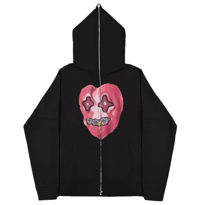 Butterfly Print Zip Up Jackets Gothic Style Fleece Hoodies Women Hip Hop Streetwear Cardigan Coats Oversized Casual Sweatshirts