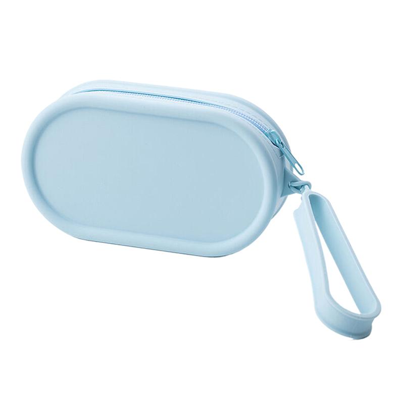 

Портативный силиконовый кошелек для монет, водонепроницаемый, на молнии, дорожный чехол, большая вместимость, однотонный, сумка для наушников, для студентов синий