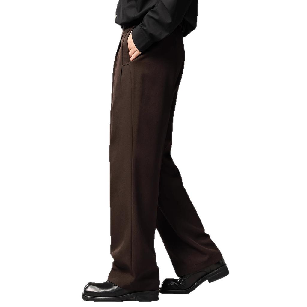 High-end Old Money Wind Pleated Design Vertical Straight Trousers Men's Autumn New Non-ironing High-waisted Casual Suit Pants