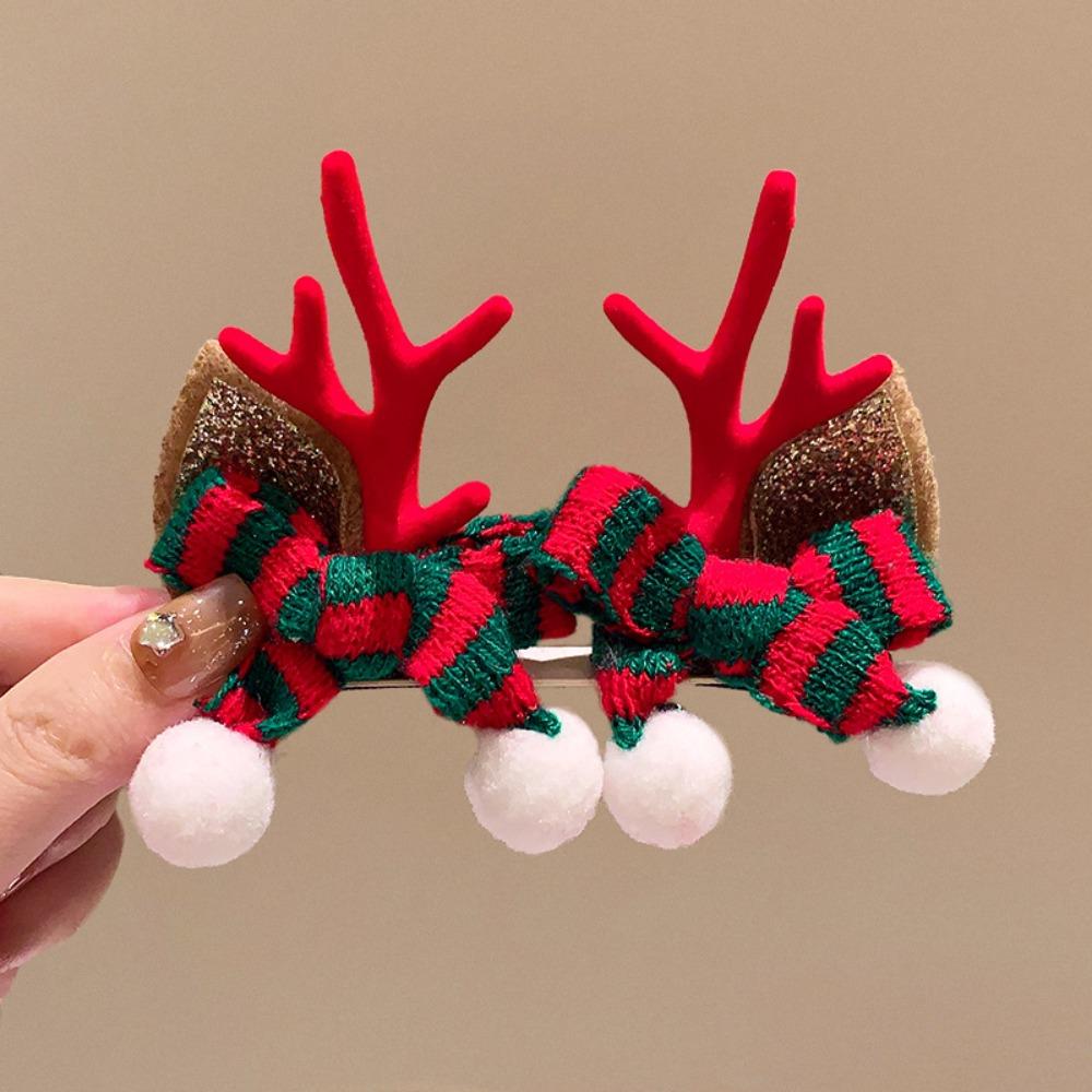 Merry Christmas Decor Christmas Elk Hairpin Sequin Bowknot Children Deer Antler Hair Clip Korean Hair Accessories Star