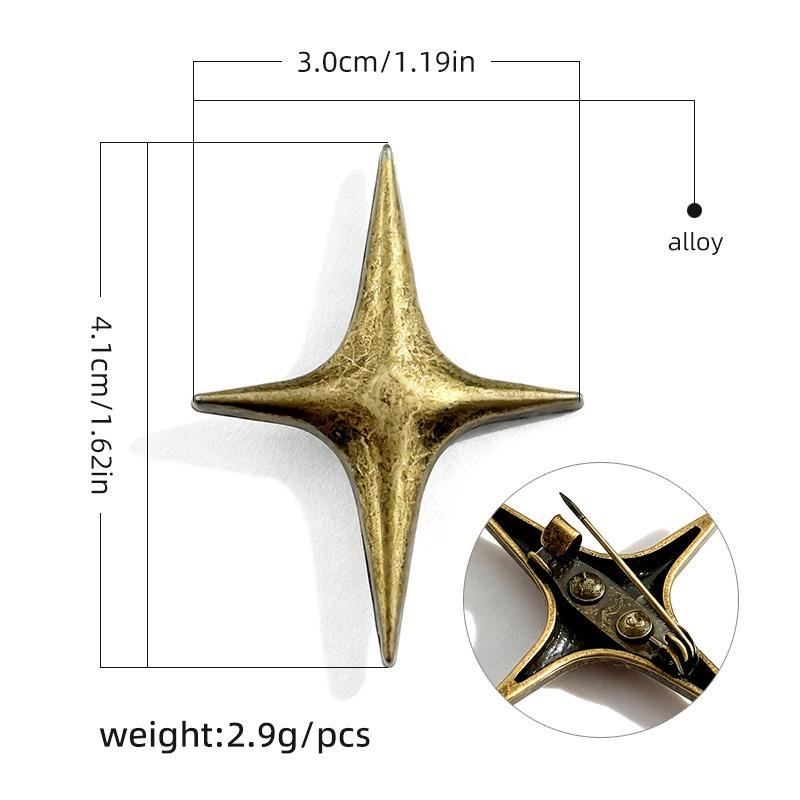 2pcs Universal Doji Brooch Clothes Bags Accessories Buckle Pin Collar Corner Decoration Four-pointed Star Pin
