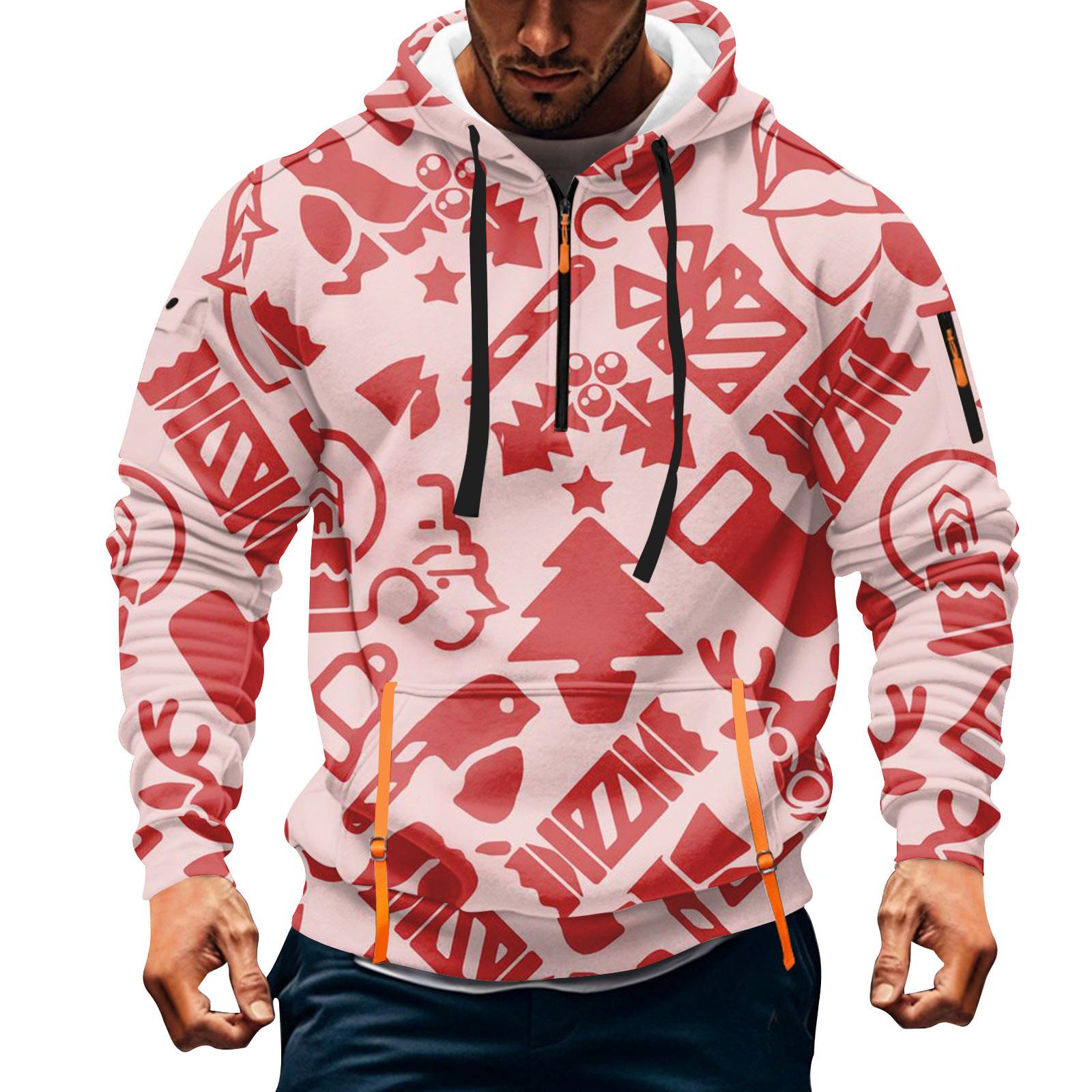 

Мужская толстовка с капюшоном с принтом, кардиган на молнии с карманом на рукаве, мужская спортивная повседневная толстовка большого размера XL арбуз красный