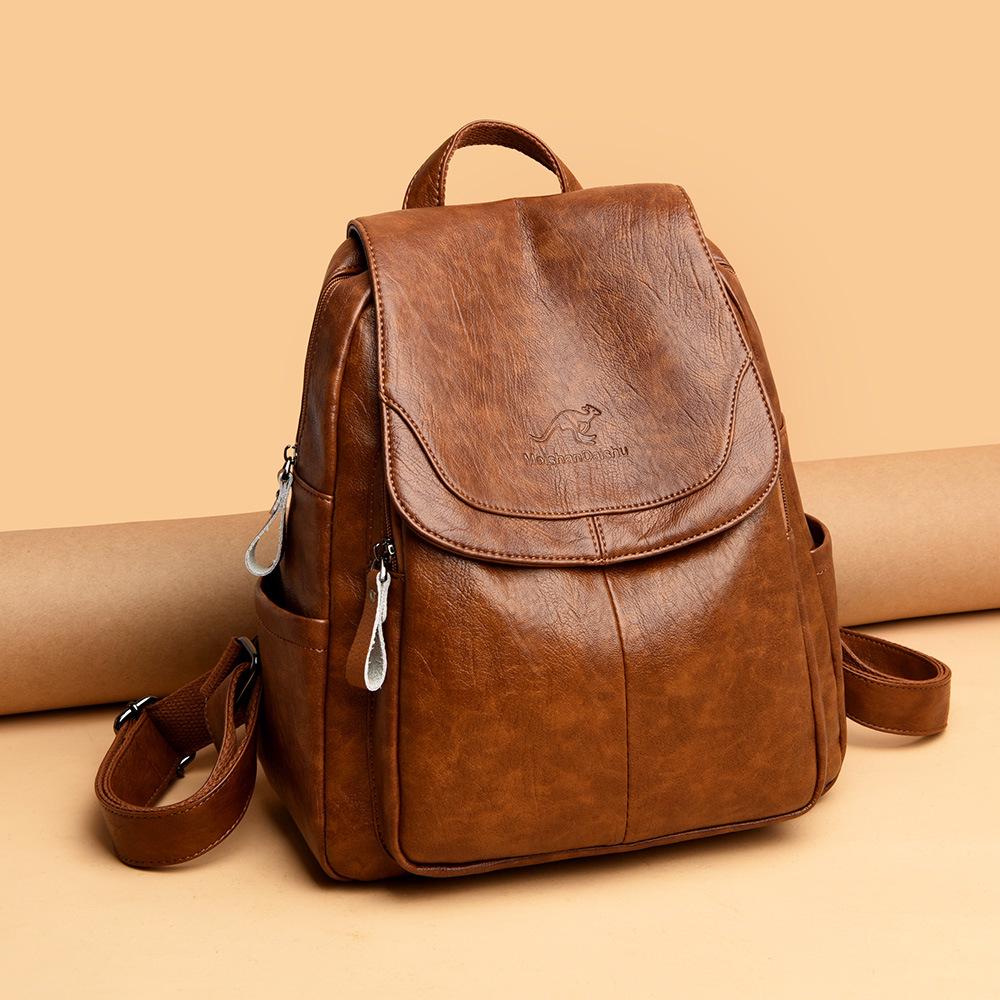 Summer 2023 Retro Women's Soft Leather Bag - Minimalist, Casual, Large Capacity for Middle-Aged Moms