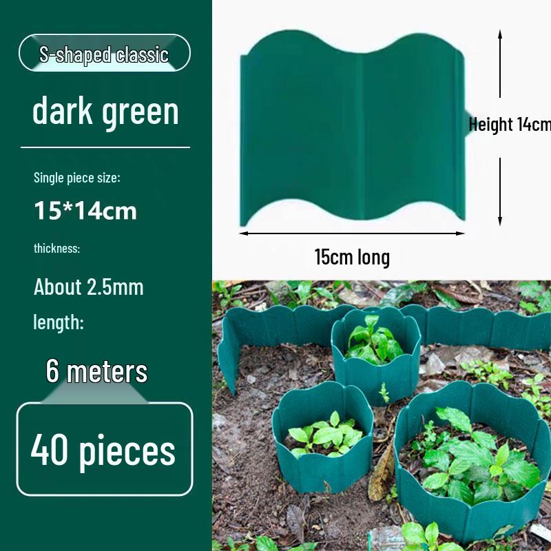 Plastic Garden and Flower Bed Edging Fence: Small Railing for Vegetable Gardens and Lawns