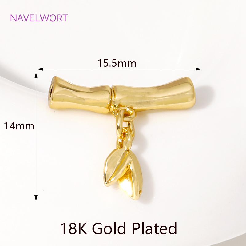 

Trendy 18K Gold Plated Brass Bamboo Joint Curved Tube Bead With Charms Bracelet Connector For DIY Jewelry Making Accessories 2 pieces