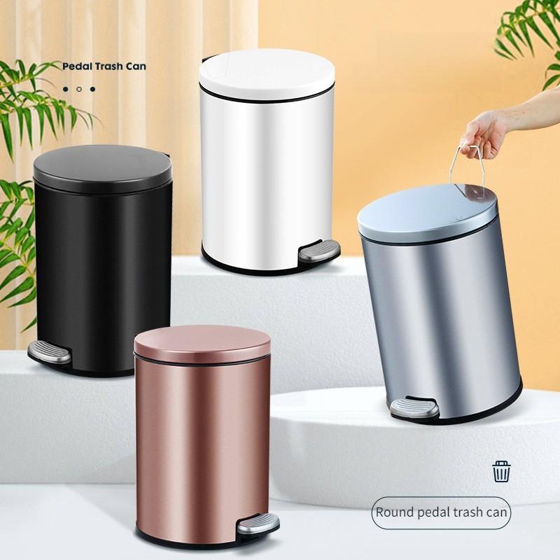 Stainless Steel Garbage Bin Household Foot Pedal Rubbish Storage Basket Kitchen Bathroom Large Capacity Trash Can