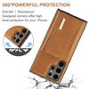 Phone Case Magnetic Card Holder Wallet Stand Cover Fit for Samsung Galaxy S22 Brown S22 Ultra