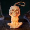 Battery Operated Skull Lamp Halloween Skeleton Decoration with LED Light, Spooky Lighted Plastic Small Atmosphere Prop Ornament Rope for Haunted House