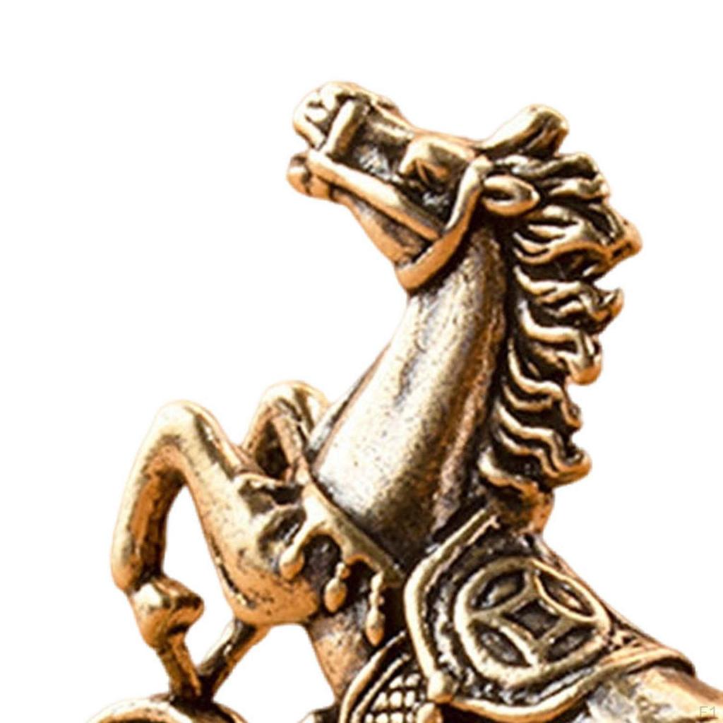 Brass Horse Figurine Chinese Feng Shui Small Sculpture for Desk Living Room Home Office