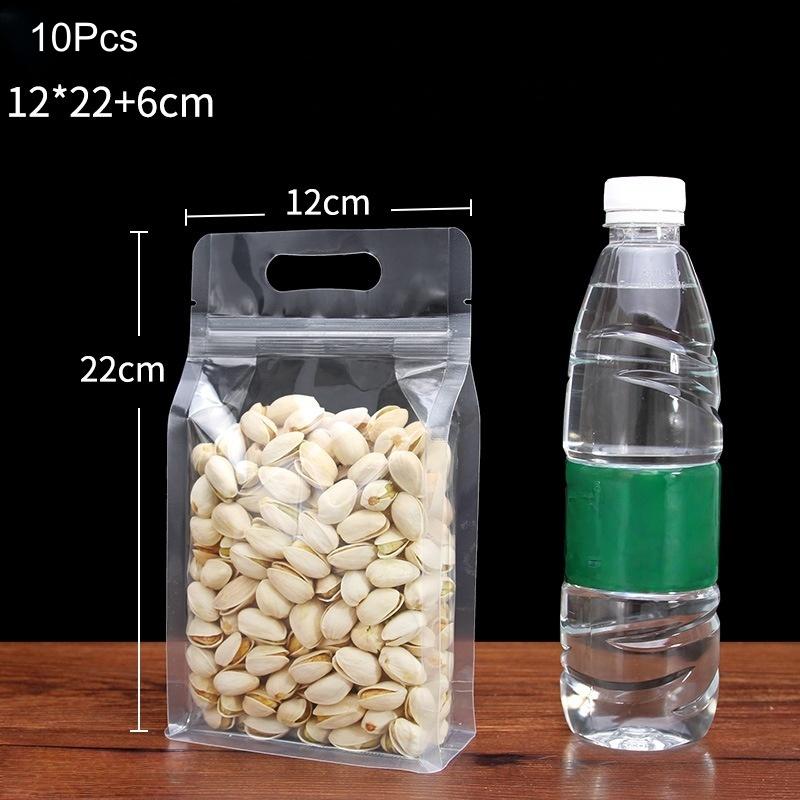 10Pcs Transparent Self Sealing Bag with Handle. Used for Storing Food. Portable Household and Commercial Food Packaging Bags