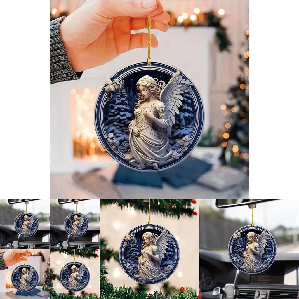 Acrylic Flat Surface Angel Car Pendant With Minimalist Design For Vehicle Interior Decor