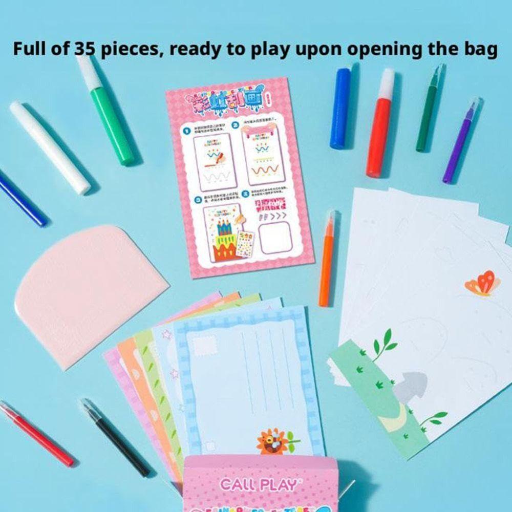 Drawing Papers Squeegee Art Kids Paint Kit Animal Pattern Painting Art Supplies DIY Rainbow Scratch Art DIY Material