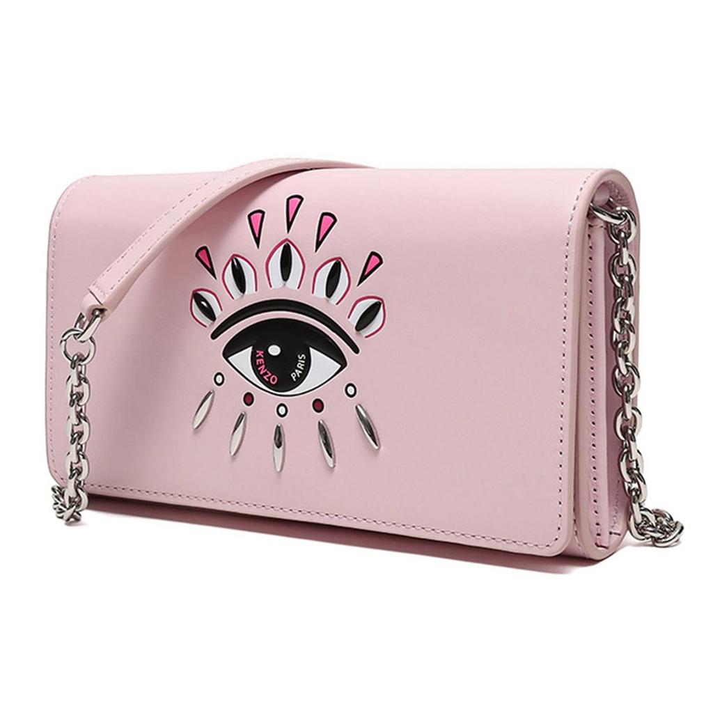 Kenzo Eye Logo Pattern Leather Chain Shoulder Bag Women bags Light-Pink F96-2PM618-L22-33