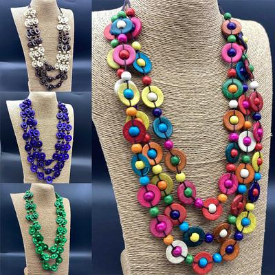 Wooden Three-Layer Bohemian Style Beaded Necklace Necklace Sweater Chain Accessories