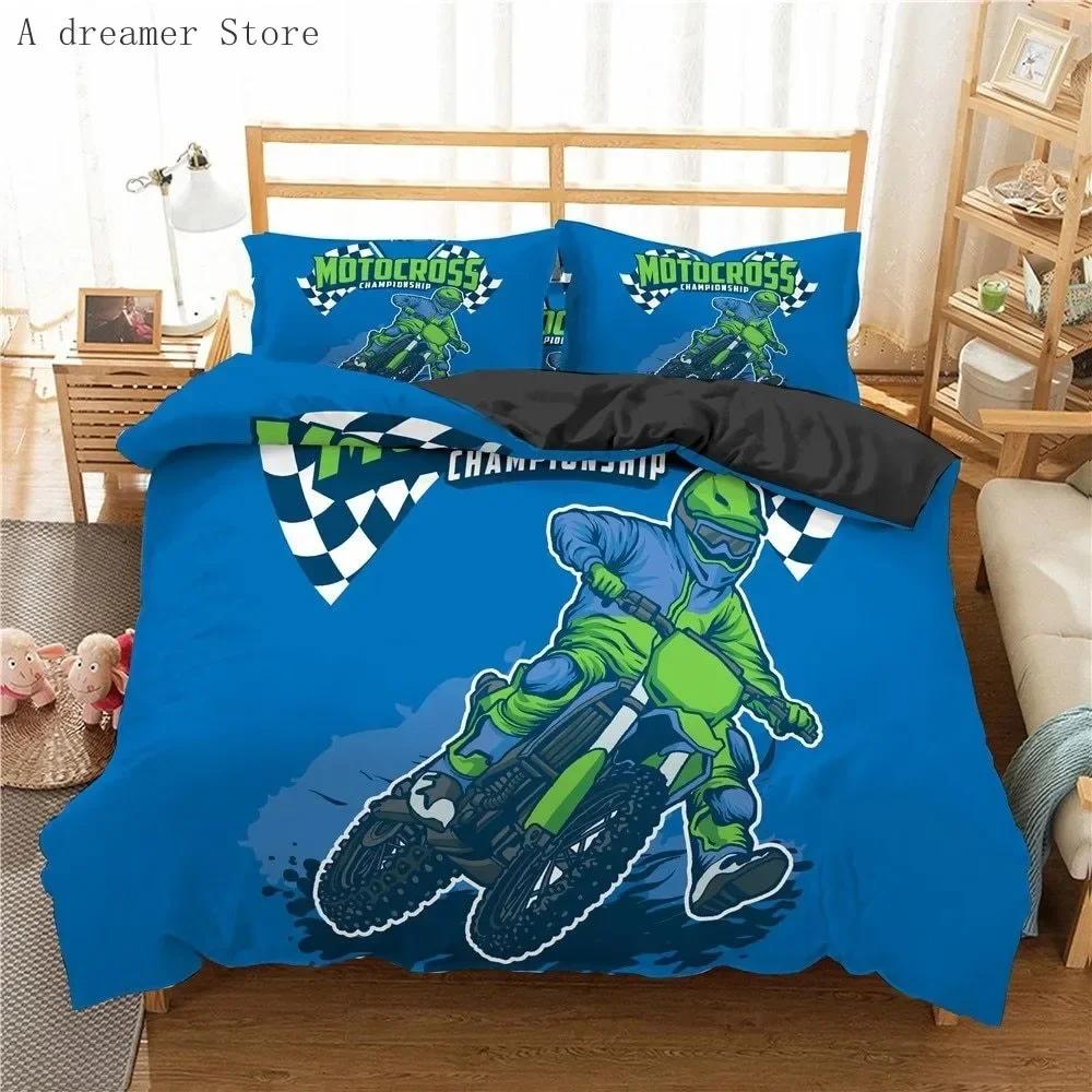Motorcycle Race Car Bedding Set Single Twin Double Queen King Cal King Size Bed Linen Set