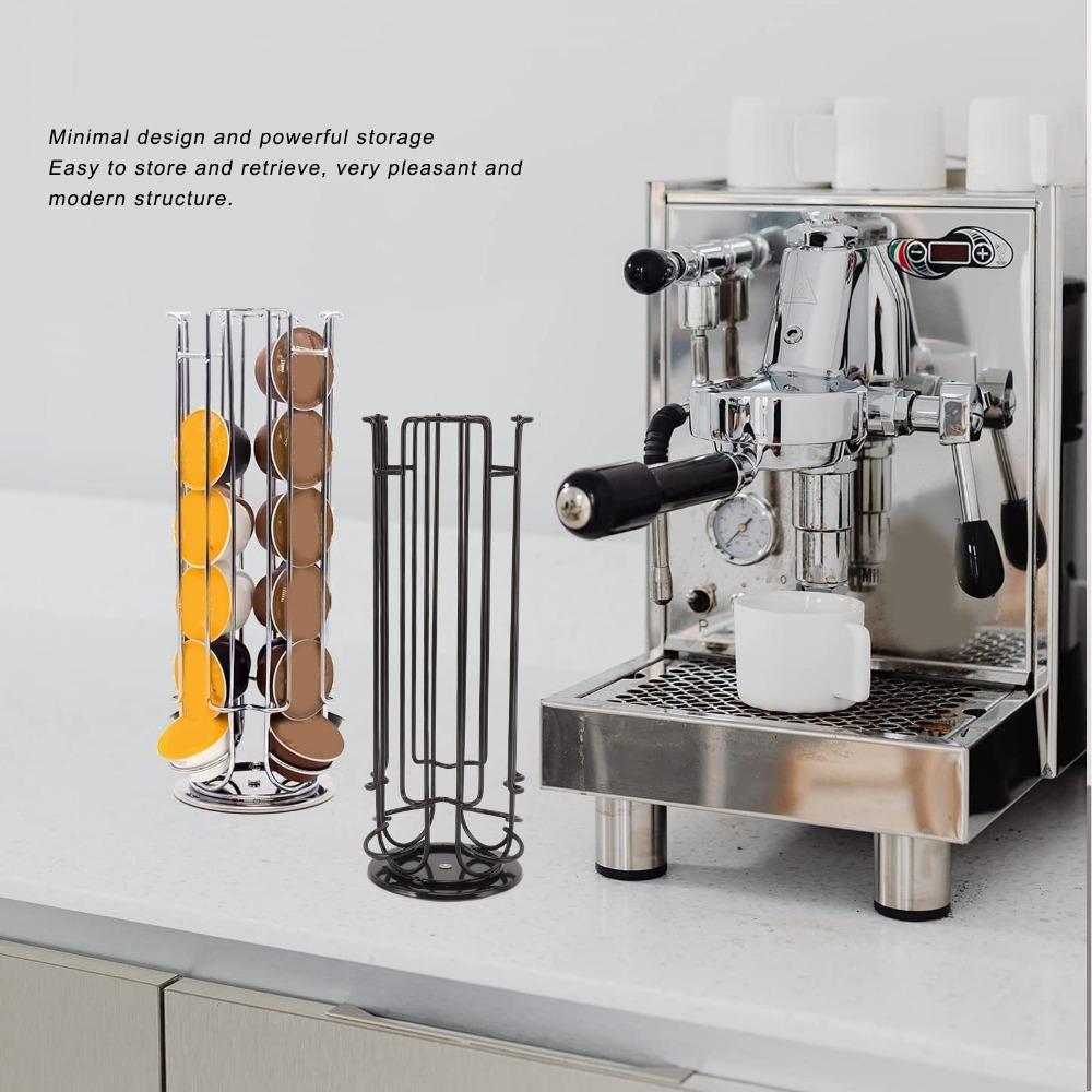360 Degree Rotating Coffee Capsule Holder Black Color Coffee Pod Carousel Holder  For Office