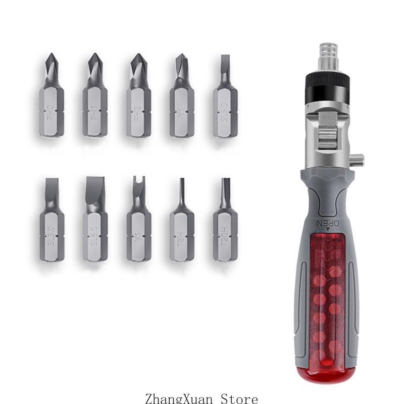 

3XUF Multi Angle Ratchet Screwdriver with 10 Bits Screwdriver Repair Tool