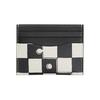 Coach Card Case 10 Checkered Print Faux Leather And Plastic With Cowhide Women Card Case Black Chalk-White CR396-QBA16