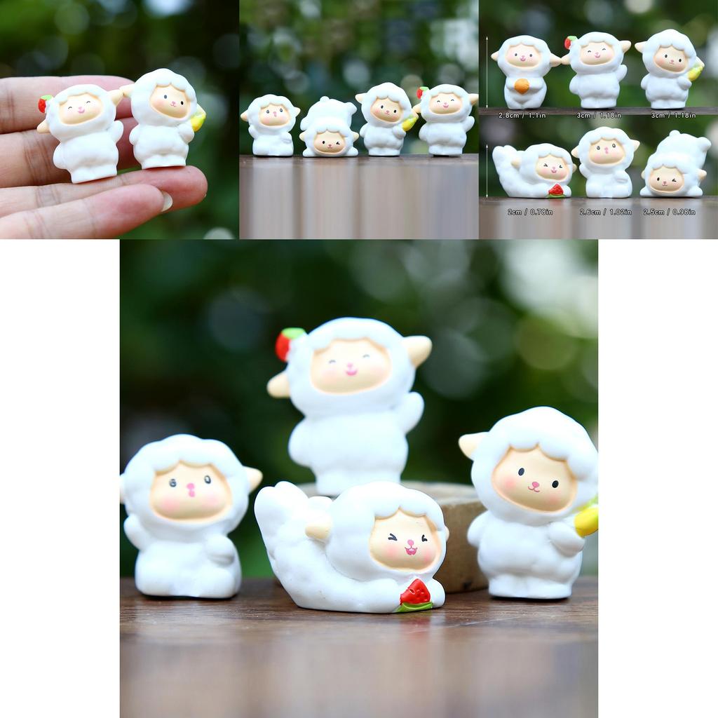 6pcs Cute Cartoon Sheep Handheld Fruit Model Ornament Set For Playroom Decor And Giftgiving