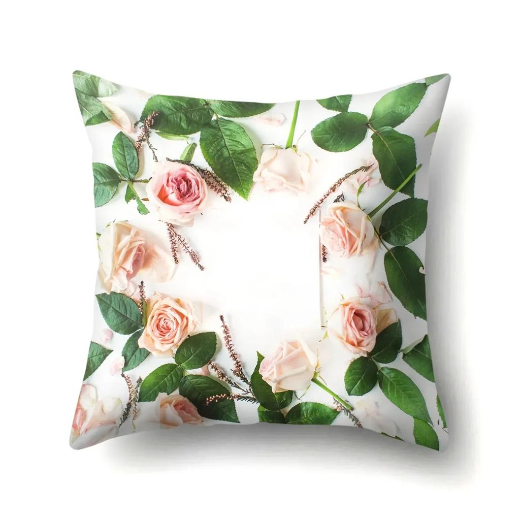 Simple Style Floral Print Pillow Cover Home Decoration Living Room Sofa Cushion Cover Office Chair Bedroom Room Decoration