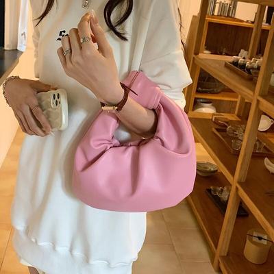 2024 Summer Women Small Handbag Shoulder Bags Party Clutch Satchel Ladies Pu Leather Messenger Bags Fashion Ruched Tote Bags