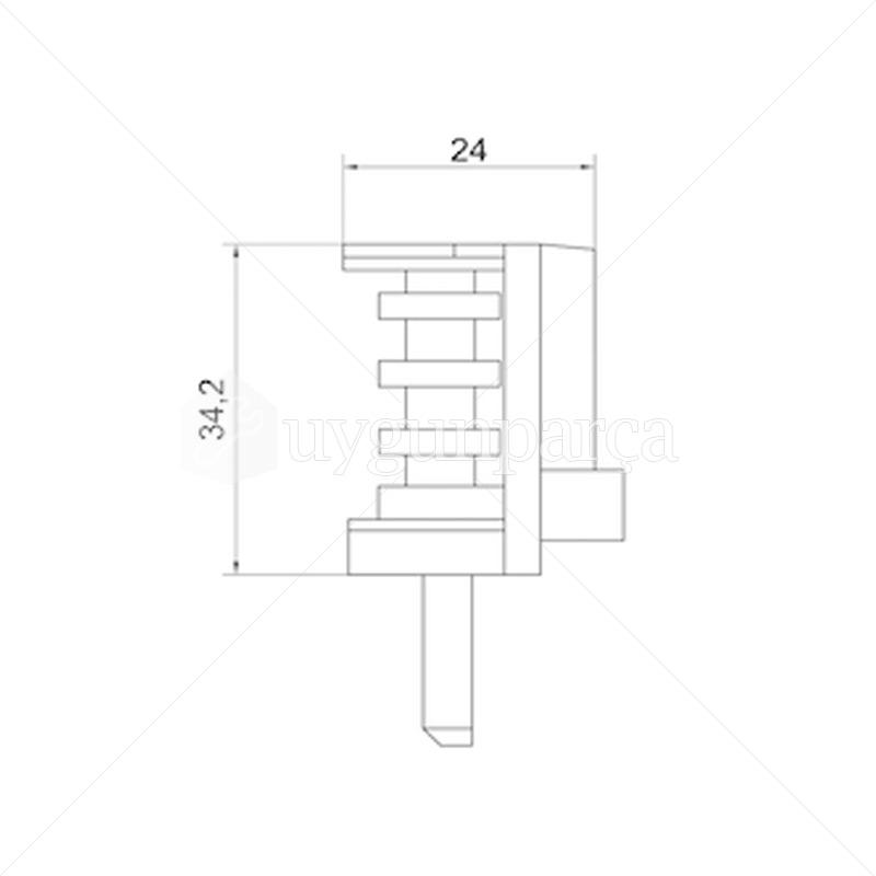 Oven Rotary Switch 3 Way Metal Shaft - 430 Serie. 4300717D