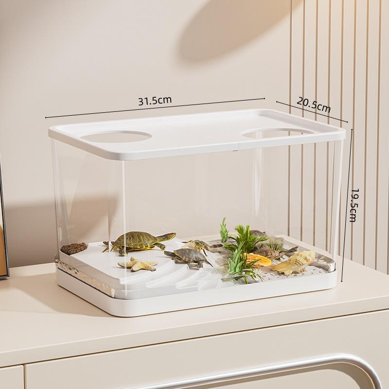 Pet  Transparent Mini Fish Tank Aquarium Drop Resistant Hydroponic With Lid Ecological Desktop Home Lazy Tank Turtle Tank