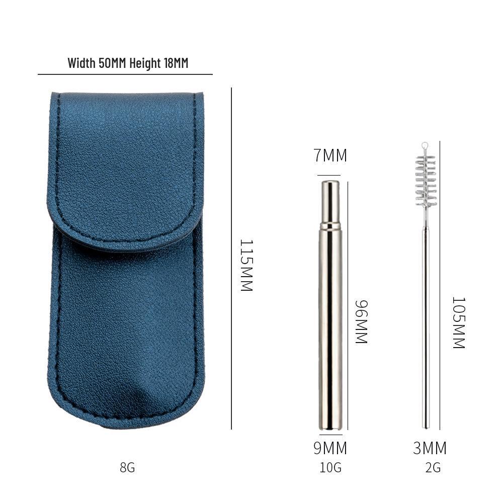 304 Stainless Steel Foldable Telescopic Straw with Brush - Outdoor Gift Tableware