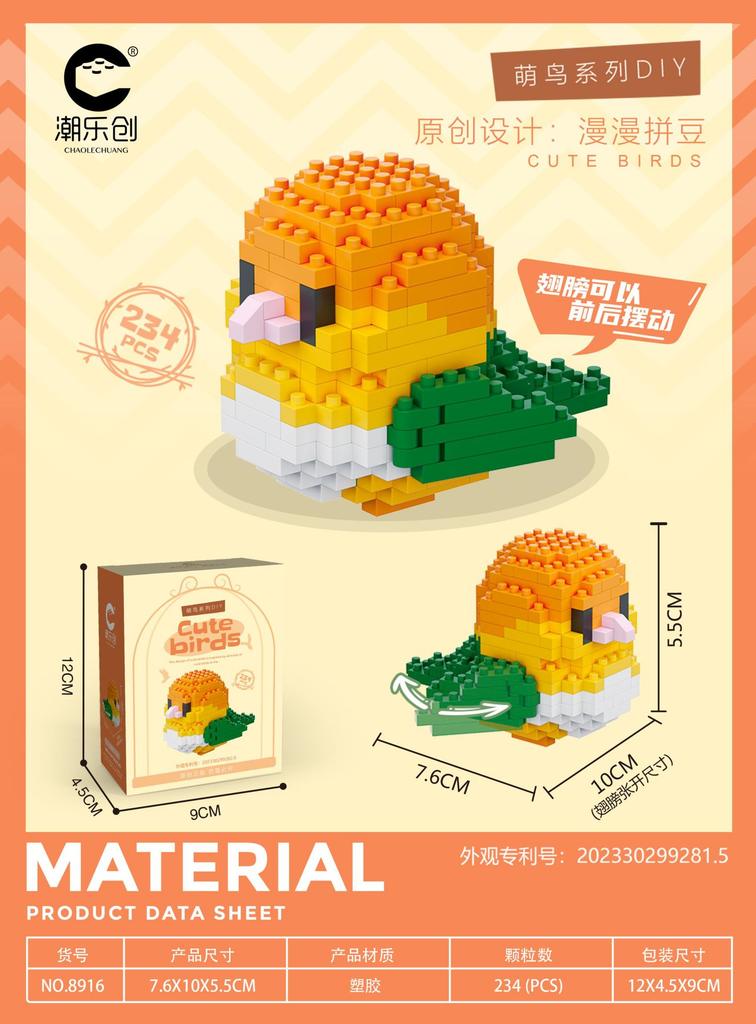 Parrot Micro Building Blocks Bird Cockatiel Budgerigar DIY Assembled Pigeon Macaw 3D Model Mini Brick Figures Toys For Kids