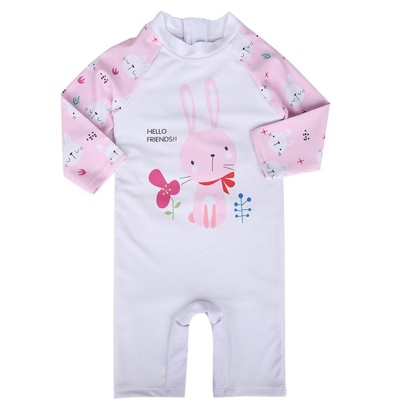 Kids' Cute Quick-Dry One-Piece Swimsuit: Long Sleeve, Sun Protection for Boys, Girls, Infants & Toddlers