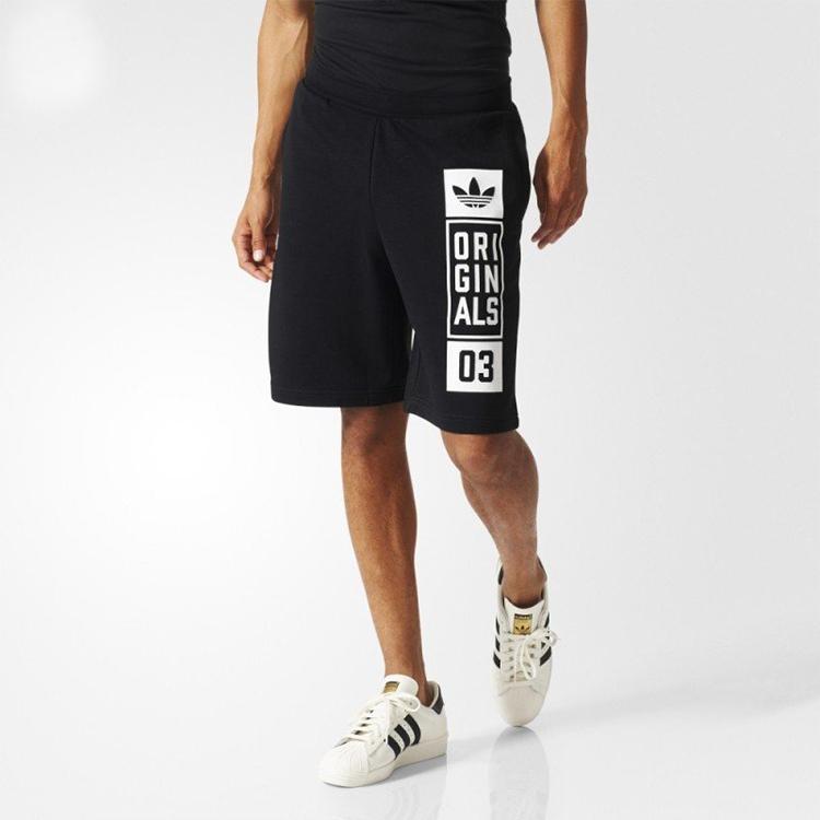 Adidas Originals Trefoil Logo Print Casual Running Shorts Men Bottoms Black AJ7634