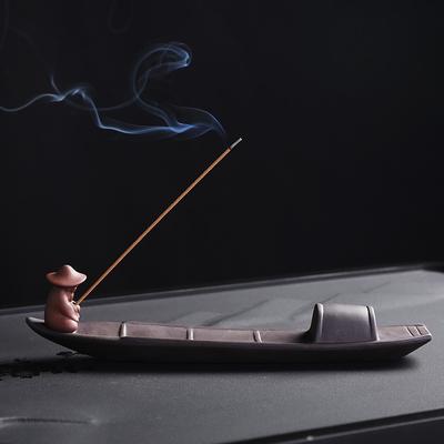 1ks držák na vonné tyčinky Zen Meditation Purple Clay Rybář Rybář Držák na vonné tyčinky Home Decor (Bez kadidla)