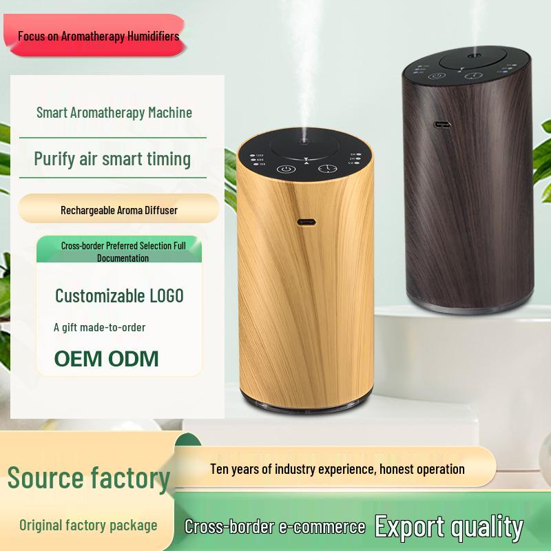 Wood Grain Aroma Diffuser: Long-Lasting Mist for Office, Car, or Bathroom Freshening.