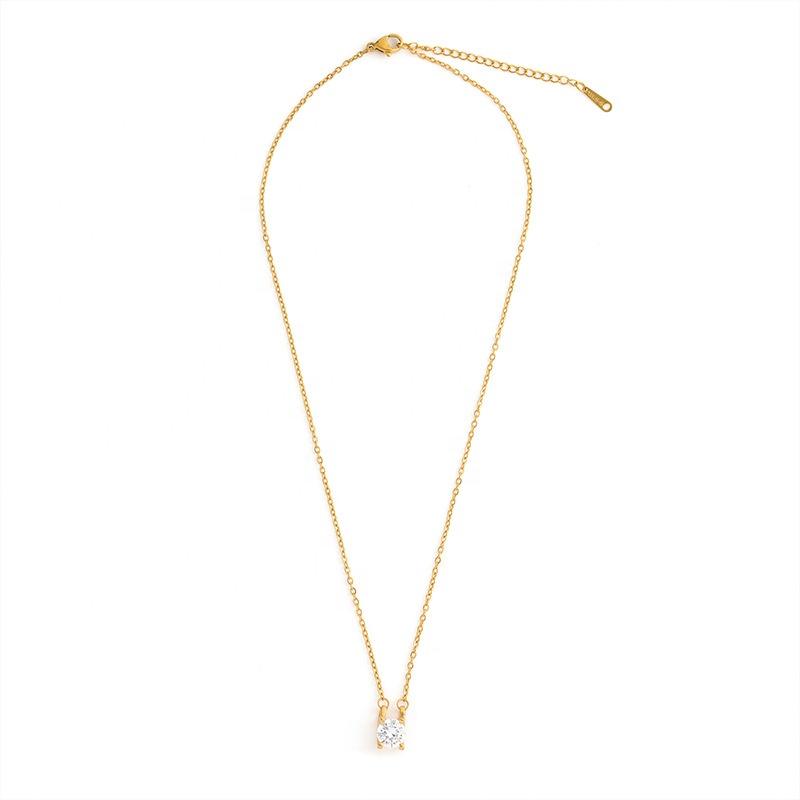 Best Selling Classic Design Geometric Fashion Jewelry Stainless Steel Gold Plated Zircon Pendant Woman Luxury Necklace