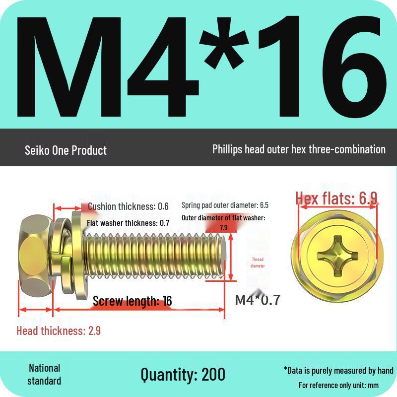 Hexagon Head Combination Screw Bolt Set with Washer and Spring Washer