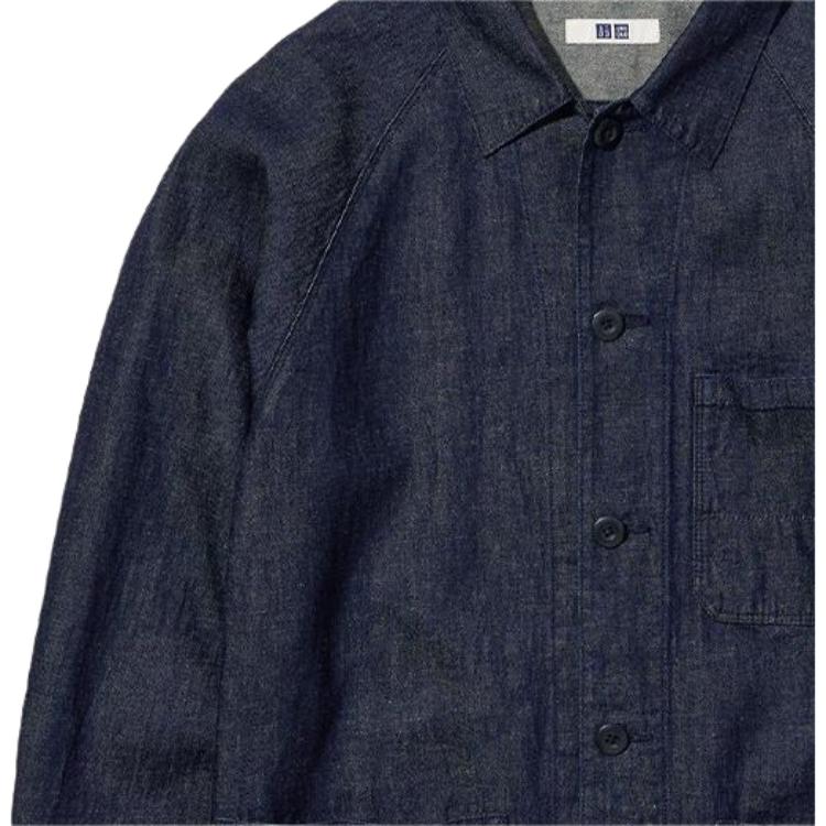 UNIQLO Solid Color Single-Breasted Casual Long Sleeve Jacket Unisex jackets Dark-Blue 457212-68