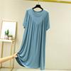 Summer Women's Dress With Long Loose Insole Solid Color Short Seeved Dress Night Dress
