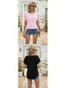 Women's Eyelet Summer Round Neck Short Sleeve Casual T-shirt